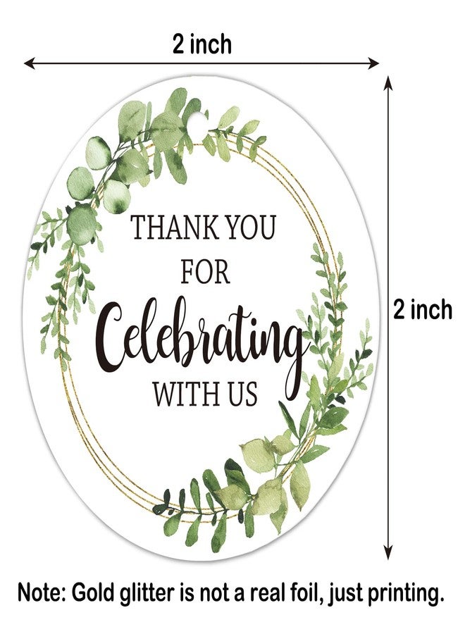 EKSPLODI Thank You for Celebrating with Us Tags, Thank You Tags for Wedding Favors, Bridal Showers, Birthdays, Parties and Baby Showers, Thank You Gift Tags with String, 2 Inches, 50 Count., Green - Image 3